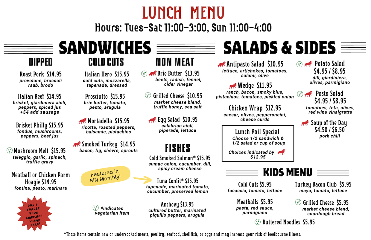 lunch menu