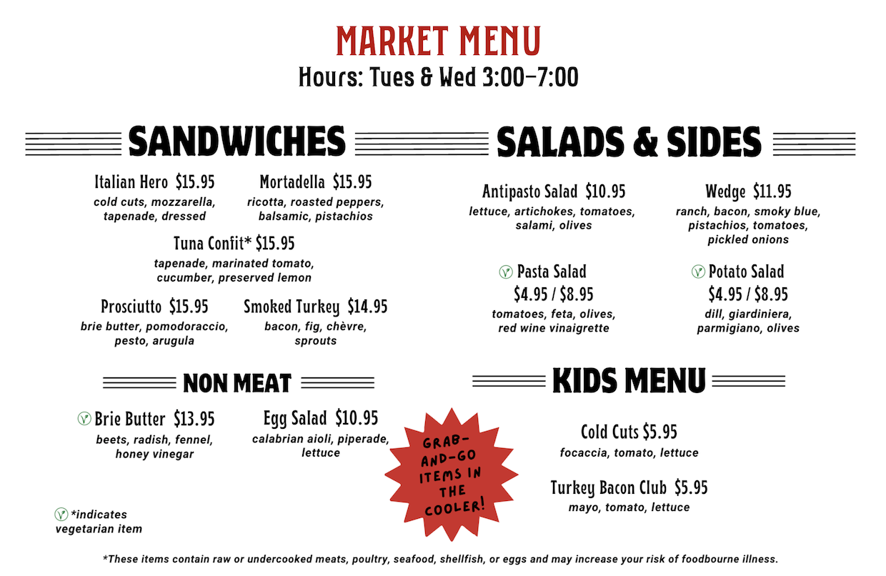market menu